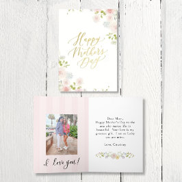 ピンクエレガントのフローラ母の日フォイルグリーティングカー 箔シーズンカード