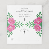 ピンクエレガントのフローラ水の色First Communion プレイスカード (外部開封)