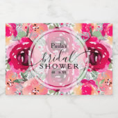 ピンクエレガントのフローラ水カラーミニ スパークリングワインラベル (シングルラベル)