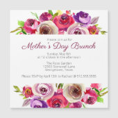 ピンクエレガントのフローラ水色マザーズデイブランチ マグネット招待状 (正面)