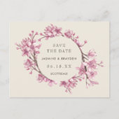 ピンクエレガントのフローラ結婚式の日付を保存 案内ポストカード (正面)