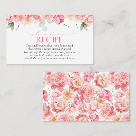 ピンクエレガントのフローラ緑お願いレシピ エンクロージャーカード (正面/裏面)