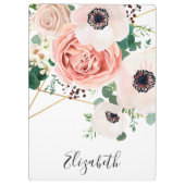 ピンクエレガントのフローラ花水色のパーソナライズ クリップボード (裏面)