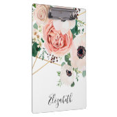 ピンクエレガントのフローラ花水色のパーソナライズ クリップボード (右)
