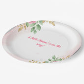 ピンクエレガントのフローラ赤ちゃんシャワーとバラと金ゴールド ペーパープレート (アングル)