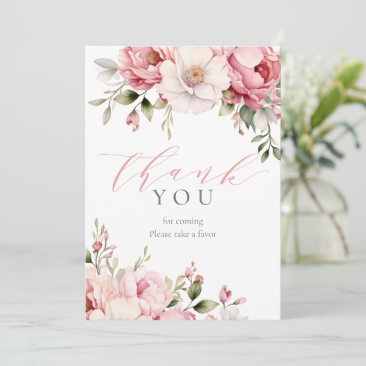 ピンクエレガントのフローラ赤ちゃんシャワーの好意のサイン (スタンド正面)