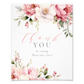 ピンクエレガントのフローラ赤ちゃんシャワーの好意のサイン フォトプリント (正面)