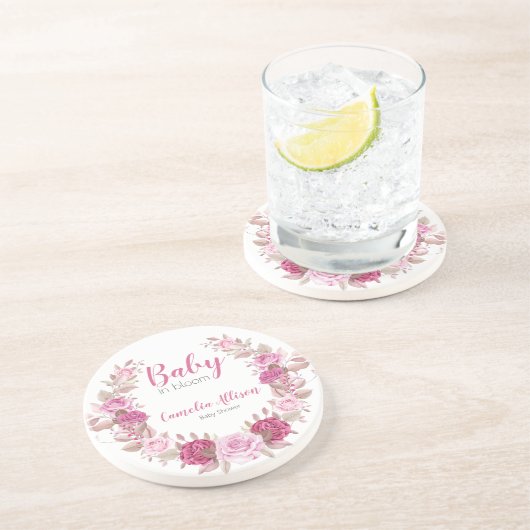 ピンクエレガントのフローラ赤ちゃんシャワー コースター (側面)