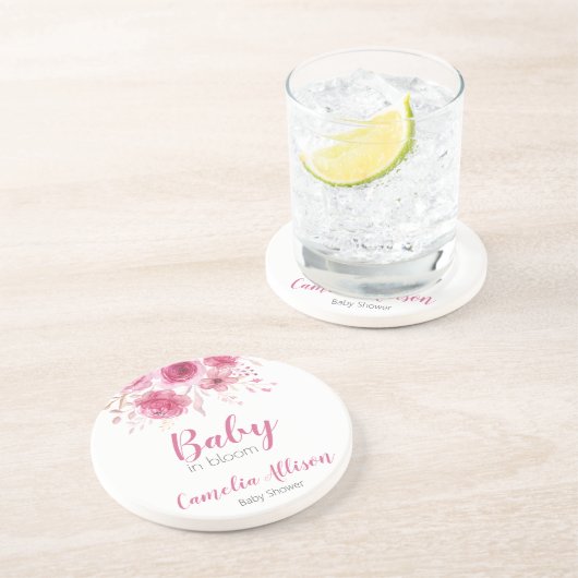 ピンクエレガントのフローラ赤ちゃんシャワー コースター (側面)