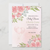 ピンクエレガントのフローラ赤ちゃんシャワー 招待状 (正面)