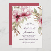 ピンクエレガントのフローラ2は聖書の一つになる 招待状 (正面/裏面)