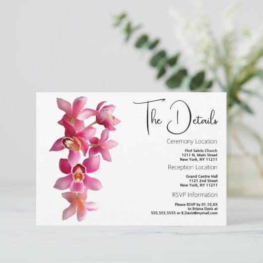 ピンクエレガントのブルゴーニュの花詳細カード エンクロージャーカード (スタンド正面)