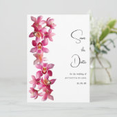 ピンクエレガントのブルゴーニュの蘭の花を保存する 招待状 (スタンド正面)