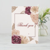 ピンクエレガントのブルゴーニュフローラ結婚の写真 サンキューカード (スタンド正面)