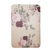 ピンクエレガントのブルゴーニュ色のヴィンテージフローラ バスマット (正面縦)