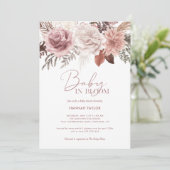 ピンクエレガントのベビーの開花スクリプト女の子ベビーシャワー 招待状 (スタンド正面)