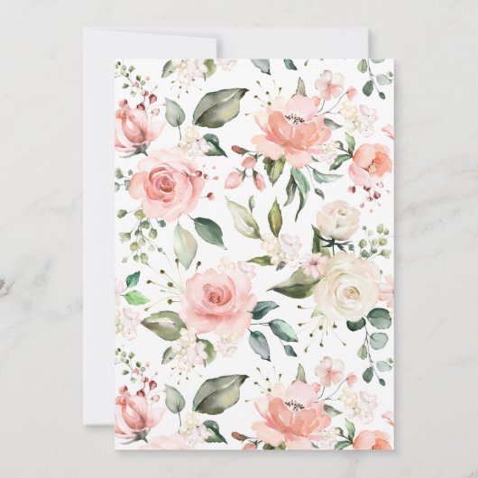 ピンクエレガントのベビーの開花スクリプト女の子ベビーシャワー 招待状 (裏面)