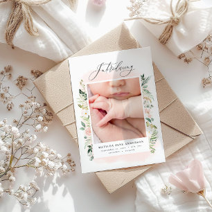 ピンクエレガントのベビー女子の写真 案内状