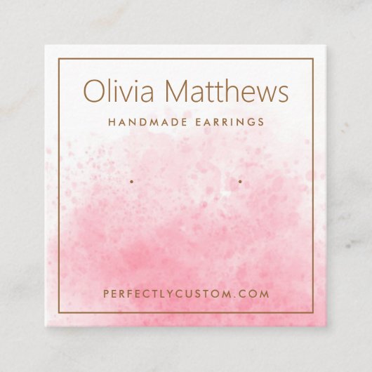 ピンクエレガントのホワイトウォーター色のイヤーカード スクエア名刺 (正面)
