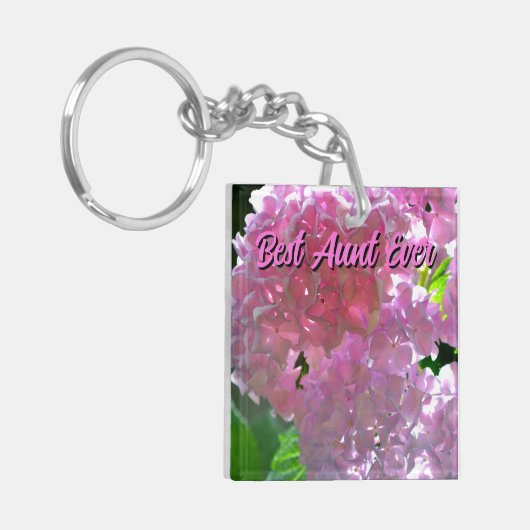 ピンクエレガントのボホ花模様花アジサイ キーホルダー (正面左)