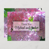 ピンクエレガントのボホ花模様花アジサイ サンキューカード (正面/裏面)