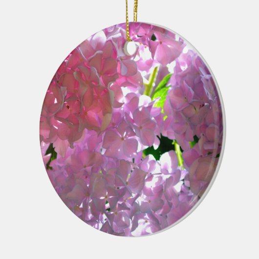 ピンクエレガントのボホ花模様花アジサイ セラミックオーナメント (左)