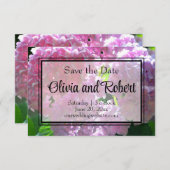 ピンクエレガントのボホ花模様花アジサイ セーブザデート (正面/裏面)
