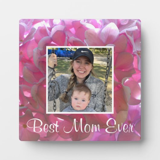 ピンクエレガントのボホ花模様花アジサイ フォトプラーク (正面)