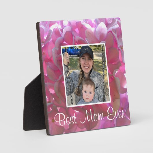 ピンクエレガントのボホ花模様花アジサイ フォトプラーク (正面)