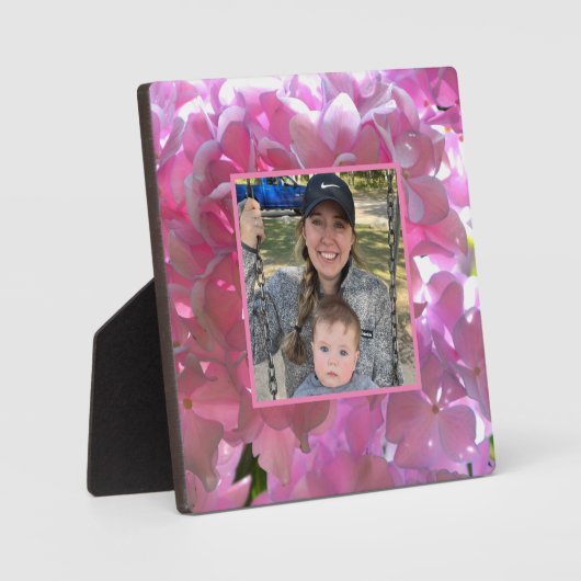 ピンクエレガントのボホ花模様花アジサイ フォトプラーク (正面)