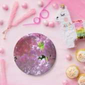 ピンクエレガントのボホ花模様花アジサイ ペーパープレート (パーティー)