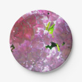 ピンクエレガントのボホ花模様花アジサイ ペーパープレート (正面)