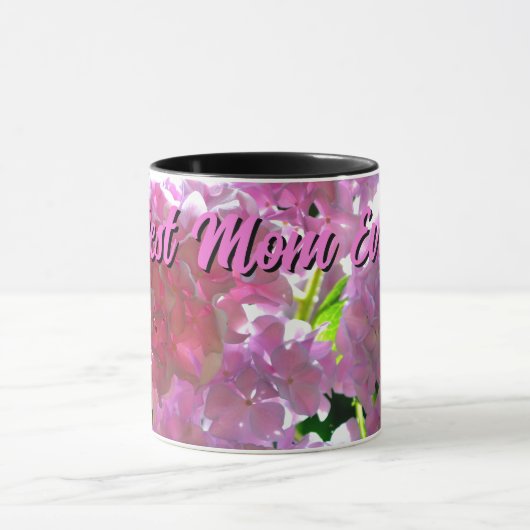 ピンクエレガントのボホ花模様花アジサイ マグカップ (中央)