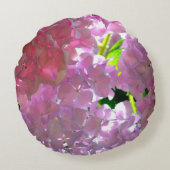 ピンクエレガントのボホ花模様花アジサイ ラウンドクッション (裏面)