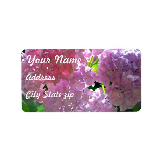 ピンクエレガントのボホ花模様花アジサイ ラベル (正面)