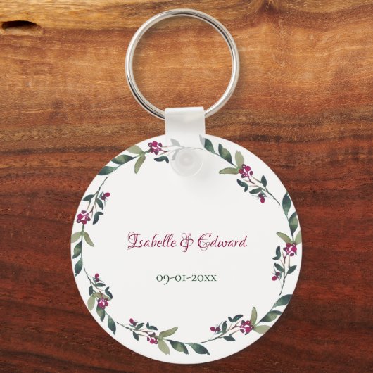 ピンクエレガントのポインセテ結婚ィアス キーホルダー (裏面)