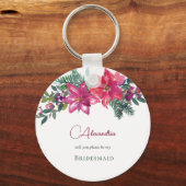 ピンクエレガントのポインセテ結婚ィアス キーホルダー (正面)