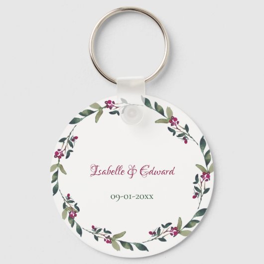 ピンクエレガントのポインセテ結婚ィアス キーホルダー (裏面)