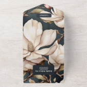 ピンクエレガントのマグノリアと緑 オールインワン招待状 (外側)