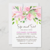 ピンクエレガントのマグノリア水の色のsipと参照 招待状 (正面)