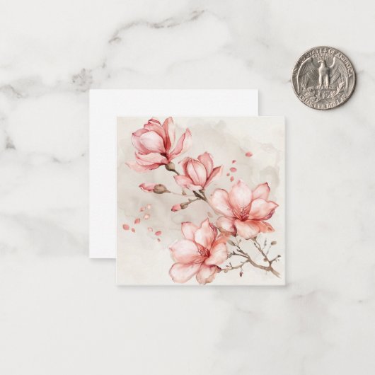 ピンクエレガントのマグノリア ノートカード (正面/裏面インサイチュ)