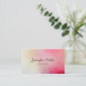 ピンクエレガントのモダンテンプレート手書き名 名刺 (スタンド正面)