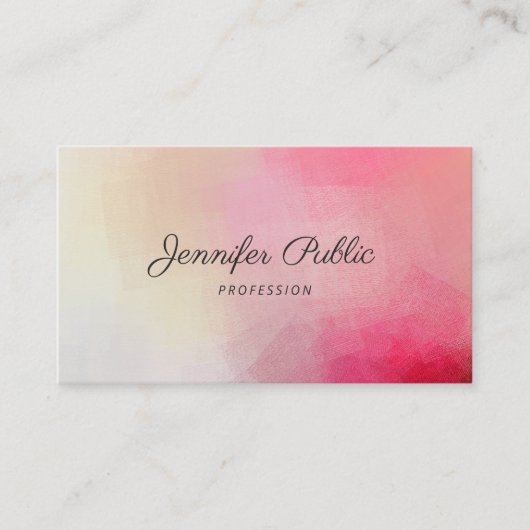 ピンクエレガントのモダンテンプレート手書き名 名刺 (正面)