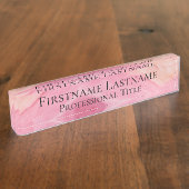 ピンクエレガントのモダン大理石アクリル デスクネームプレート (側面)