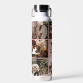 ピンクエレガントのモノグラパーソナライズされたム&フォトコラージュ ウォーターボトル (正面)