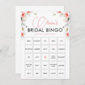 ピンクエレガントのユーカリプワイルドフラワービンゴゲームカード 招待状 (正面/裏面)