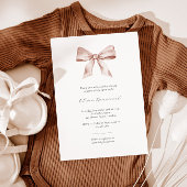 ピンクエレガントのリボンで赤ちゃんシャワーの招待状 招待状