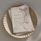 ピンクエレガントのリボンで赤ちゃんシャワーの招待状 招待状