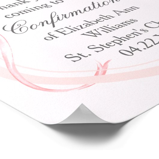 ピンクエレガントのリボン少女の確認パーティー ポスター (角)