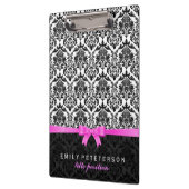 ピンクエレガントのリボン黒と白のマスク クリップボード (左)